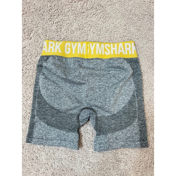 Gymshark Flex Seamless Shorts Womens Small Grey Yellow Logo GLSH4251 Activewear - Picture 6 of 6